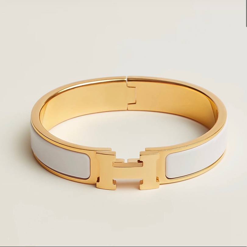 Herms White Clic H Bracelet Size Pm